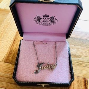 Juicy Couture silver “juicy” necklace.